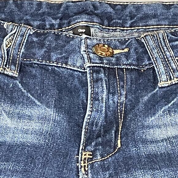 Gap Women’s Size 10 Factory Distressed Roll Hem Denim Shorts Dark Wash Mid Rise - Picture 4 of 11